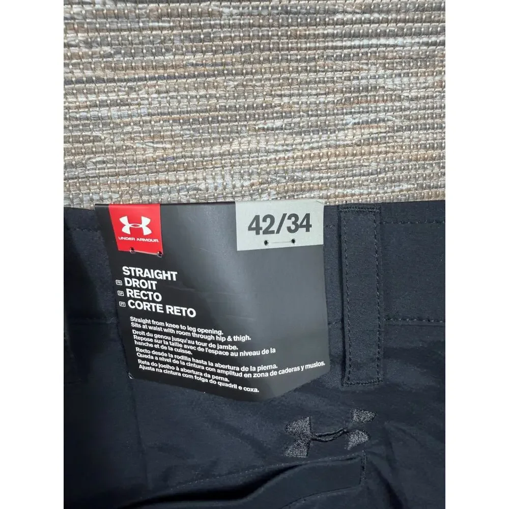 Under Armour Golf Straight Leg Pants Mens Size 42x34 Gray Loose Fit NEW